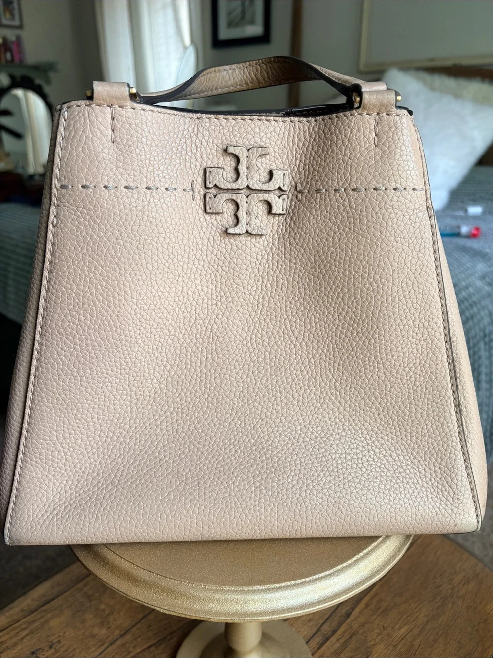 Tory Burch Blush Pebbled Leather McGraw Carryall